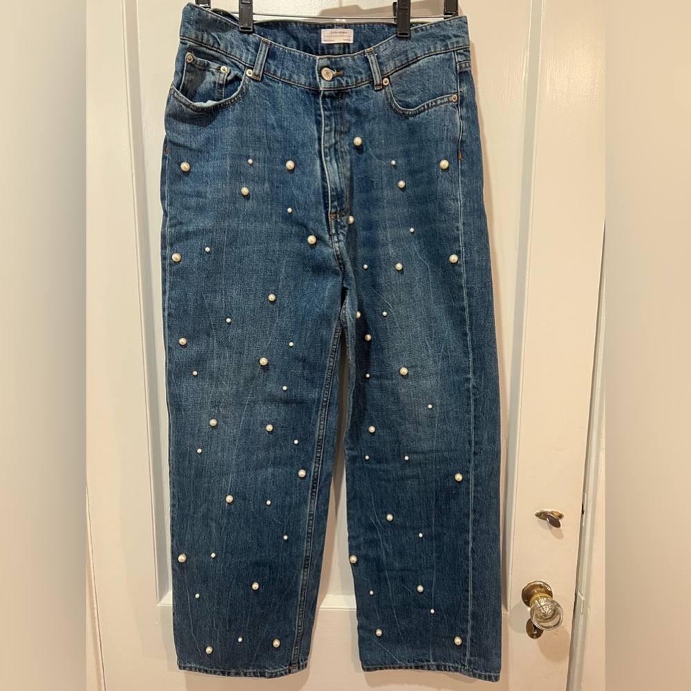 Zara pearl straight leg jeans